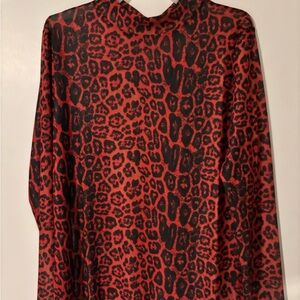 Red Leopard Print Long Sleeve Top